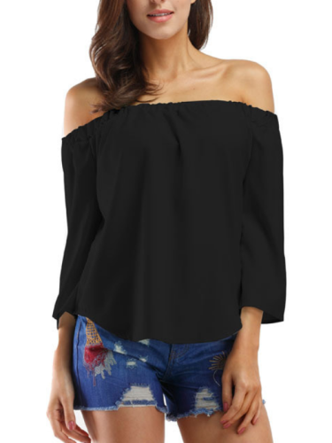 Off Shoulder Sexy Solid Shirts & Tops