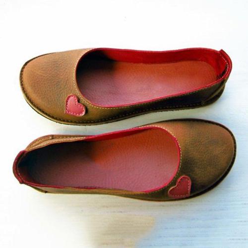 Women Soft Heart Flat Heel Summer Loafers