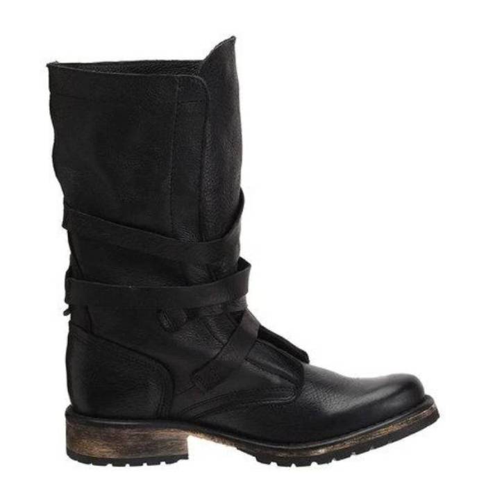 WOMEN VINTAGE RIDING BOOTS CASUAL CHIC BUCKLE BOOTS