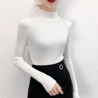 Turtleneck Pullover Chic Long Sleeve Warm Knitted Sweater