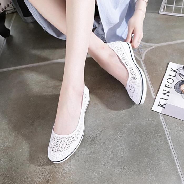 Women Flats Low Wedge Casual Comfort Slip On Shoes