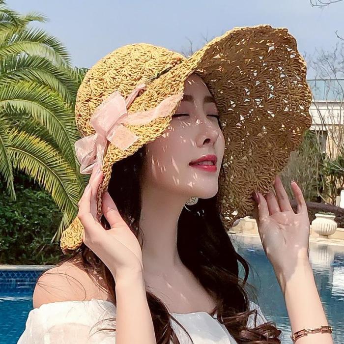 Straw Hat Female Summer Beach Hat Folding Sun Hat