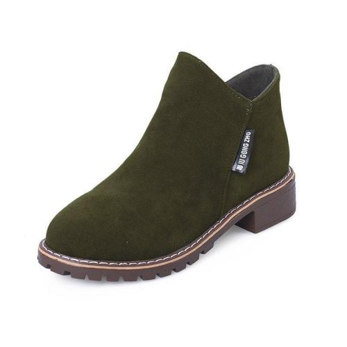 Green Slip-On Women's Suede Ankle Boots