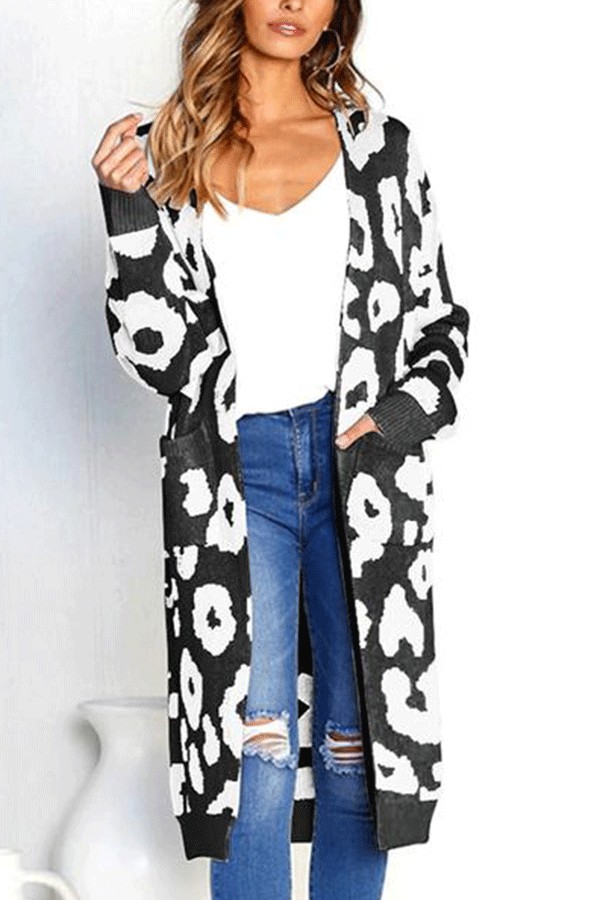 Fashion Leopard Long Personality Cardigan Sweater