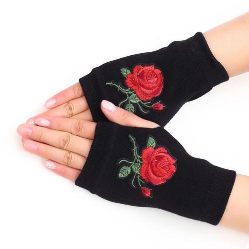Sparkling Knitted Black Wool Half Finger Mitts Warmr