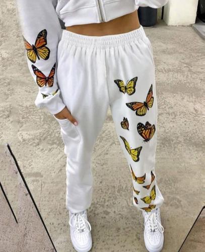 Butterfly Printed Joggers Women High Waist Pants Trousers Streetwear Sweatpants Gothic Plus Size Harajuku Wide Leg Pants
