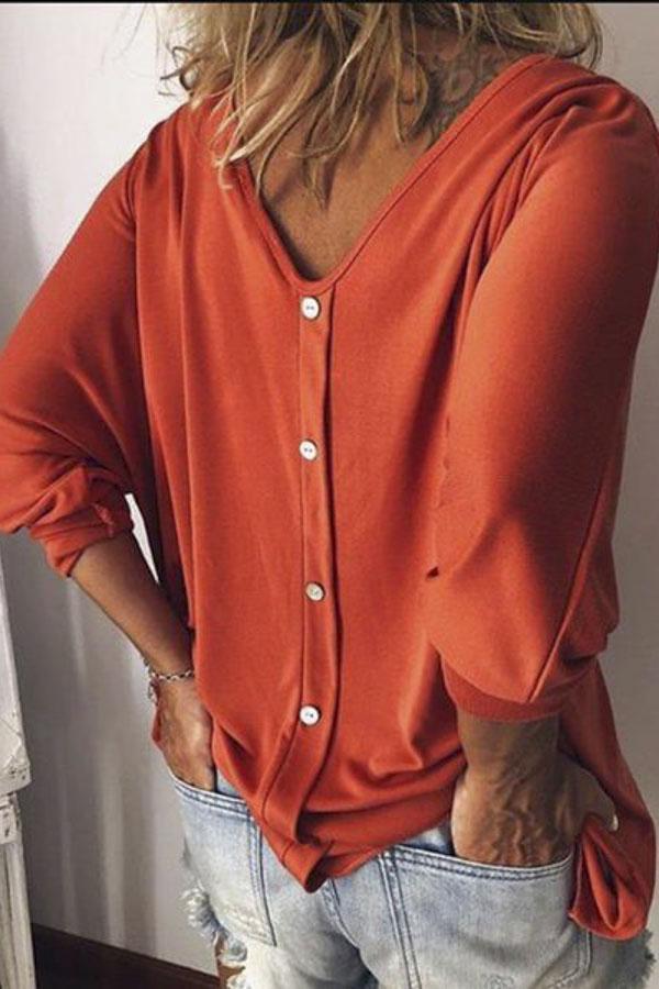 Button-up Bat Sleeves Casual T-shirt