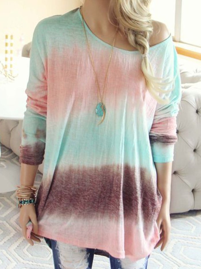 Casual Patchwork Color-Block Shirts & Tops