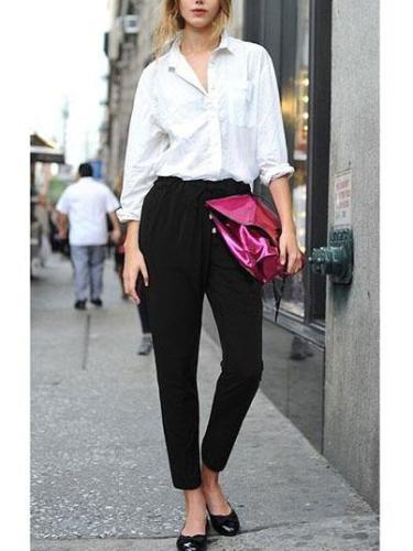 Daily Casual Solid Cotton-Blend Pants