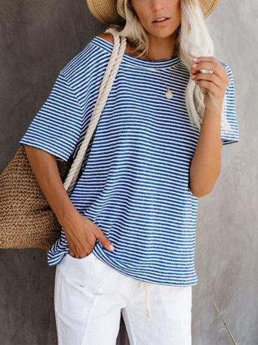 Striped Casual Cotton Shirts & Tops