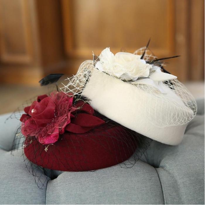 Noble Wool Fedoras Hat for Women Hat Fashion Bow-Knot Cap Vintage Elegant Female Cap