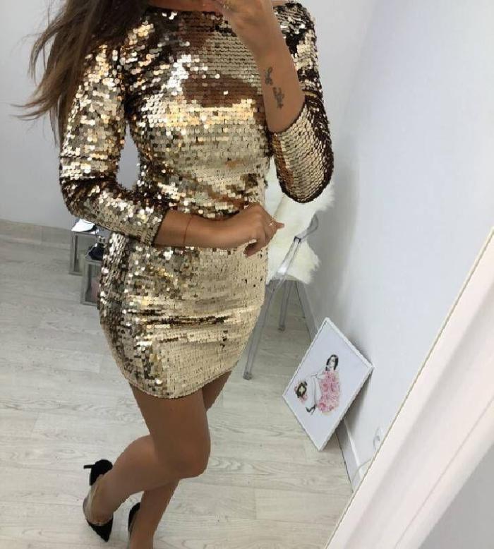 Casual Sequins   Sparkling Crystal Mini Bodycon Dresses