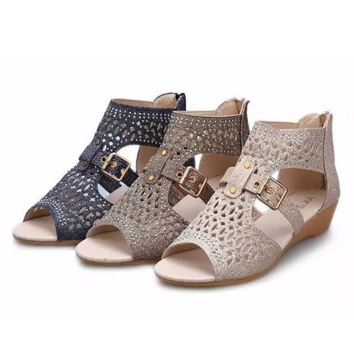 Rhinestone Zipper Women's Sandals