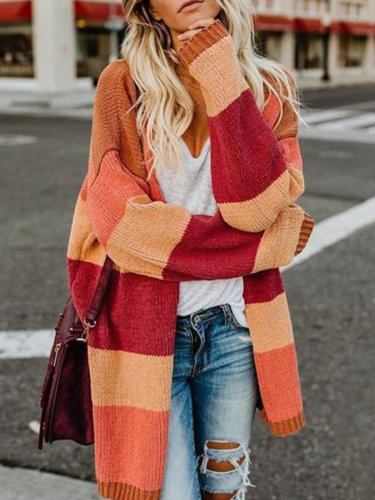 Fashion Color Stitching Knitting Sweater