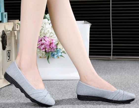 Plus Size Gray Flat Heel Spring/Fall Criss-cross Canvas Braided Loafers