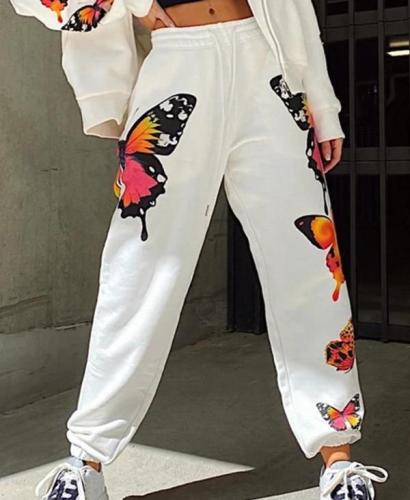 Streetwear Butterfly Printed Sweatpants Baggy Fashion Joggers Elastic Women's Pants