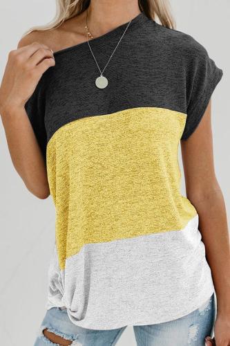 Color-block Casual Cotton T-shirts