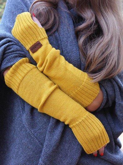 Yellow Sweet Cotton-Blend Gloves & Mittens