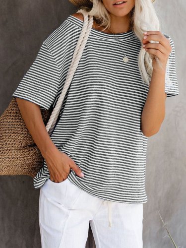 Striped Casual Cotton Shirts & Tops