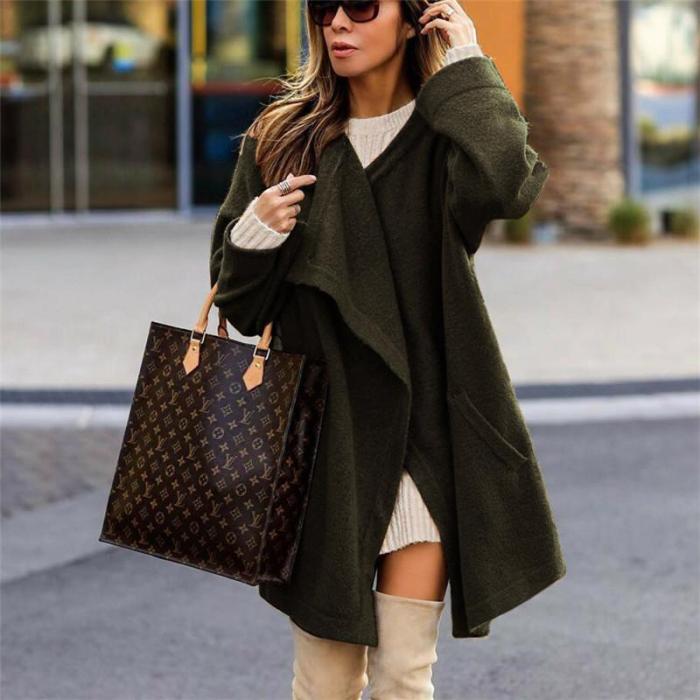 Fashion Temperament Pure Color Long-Sleeved Sweater