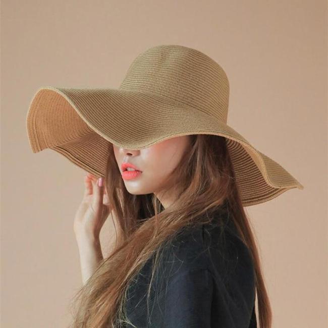 Seaside Sun Visor Hat Female Summer Sun Hats For Women large Brimmed Straw Sun Hat Folding Beach Girls