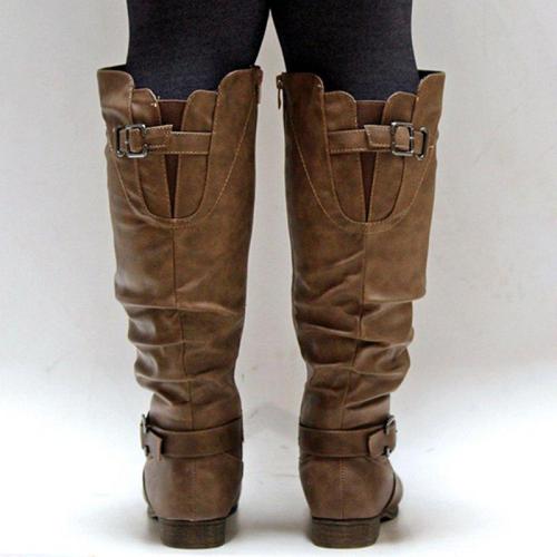 Womens Zipper Daily Chunky Heel Riding Knee High Boots