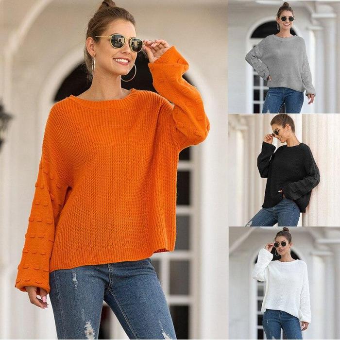 New Fashion Women's Sweater Bubble Lantern Sleeve Sweater for Autumn and Winter 2020 Knit Sweater