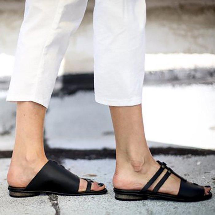 Women PU Casual Slip On Plus Size Sandals
