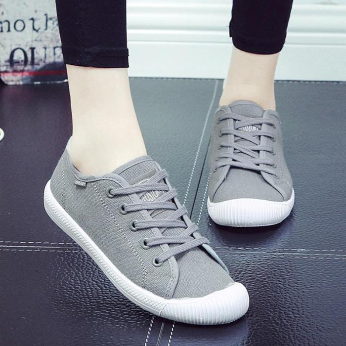 Women Canvas Sneakers Casual Comfort Lace Up Sport Shoes