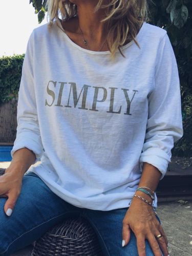 Plus Size Crew Neck Casual  Long Sleeve Tops