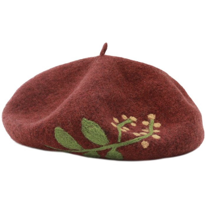 Handmade Felt Flower Wool Beret Female Autumn and Winter Japanese Korean Joker Painter Hat Tide Pumpkin Hat