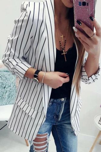 Sexy Long-Sleeved Striped Suit Jacket