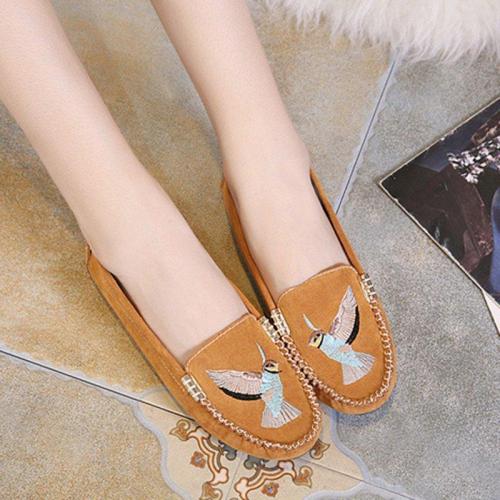 Women Artificial Suede Flats Casual Comfort Slip On Shoes