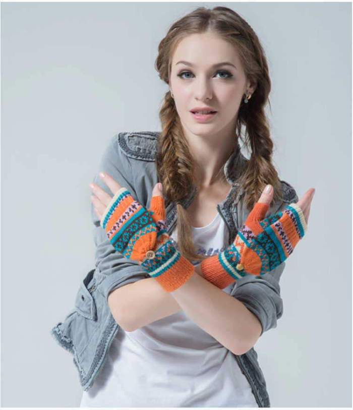 Gloves Women Fingerless Winter Knit Mitten