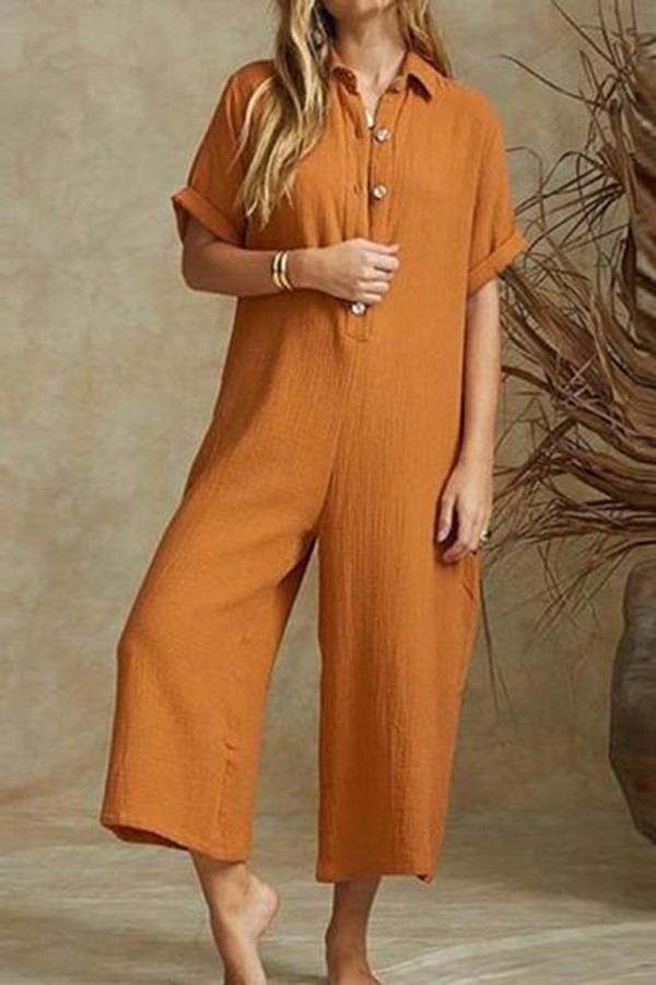 Women's Sexy Solid Short Sleeved Casual Jumpsuit