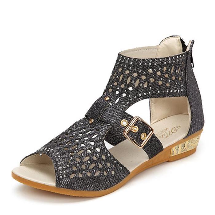 Rhinestone Zipper Women's Sandals