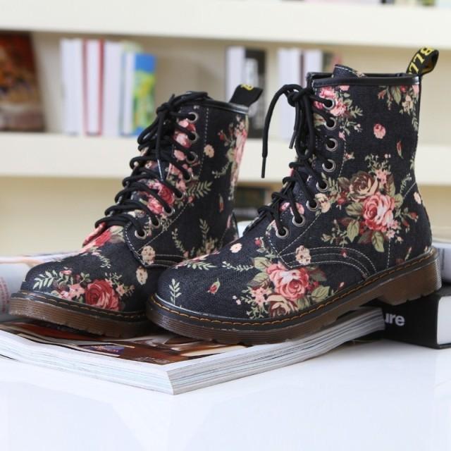 Canvas Floral Winter Boots