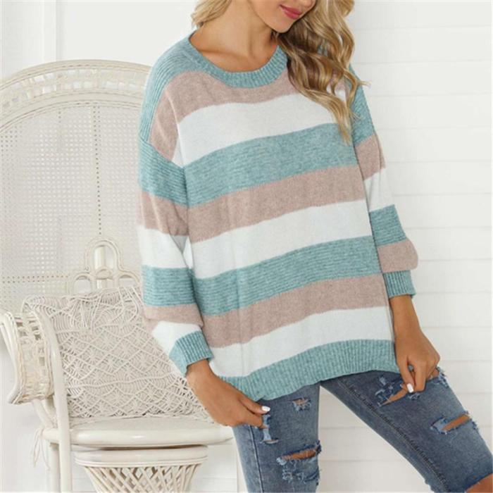 Women's Casual Pullover Round Neck Loose Sweater