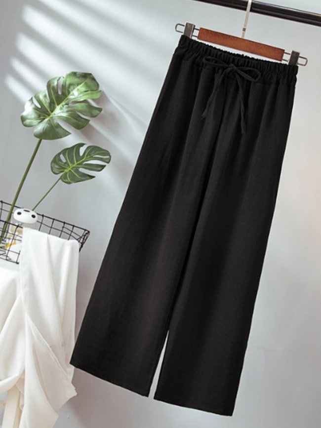 US$ 15.15 - Plus Size Women Cotton Solid Loose Casual Pants - www ...