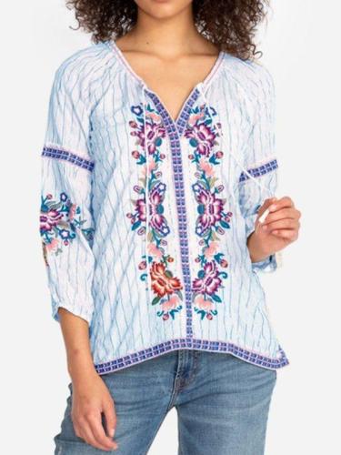 Woman Summer Short Sleeve Floral-Print Casual T-shirts