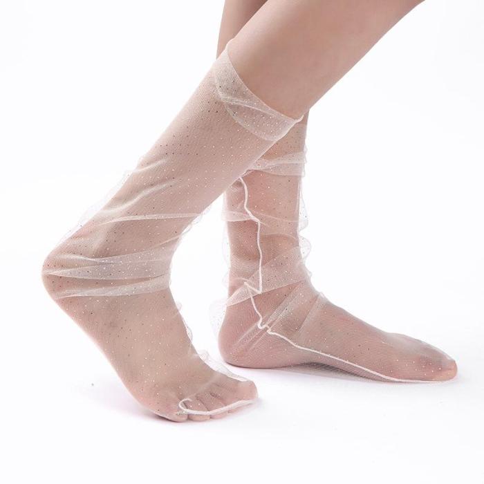 Fashion Star Lace Stockings Transparent Mesh Tulle Ladies Socks