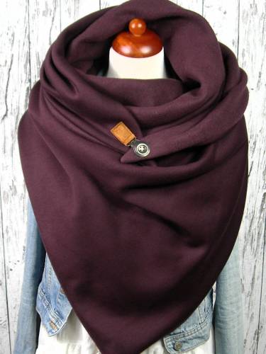Wine Red Cotton Solid Casual Scarves