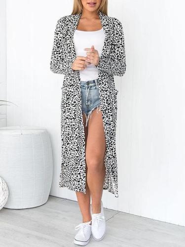 European And American Style Leopard Print A Lapel  Street Snap Cardigan