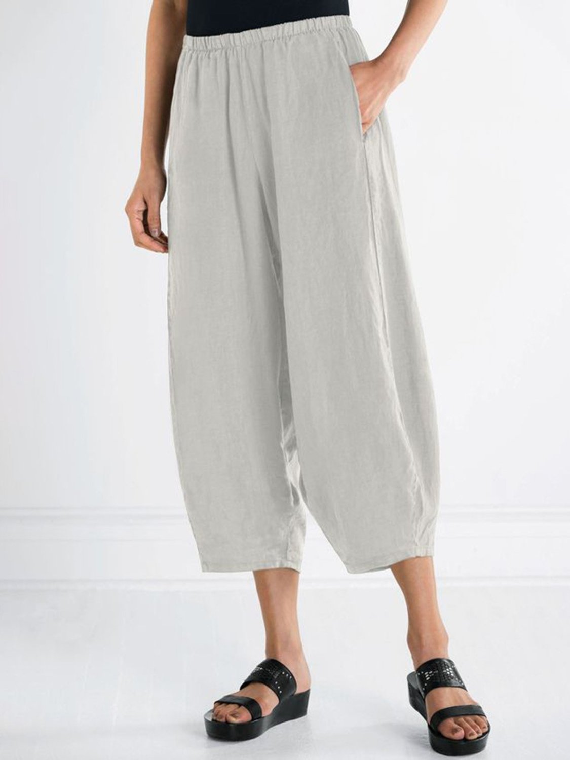 US$ 22.45 - Plus Size Women Pants Pockets Casual Cropped Pants - www ...