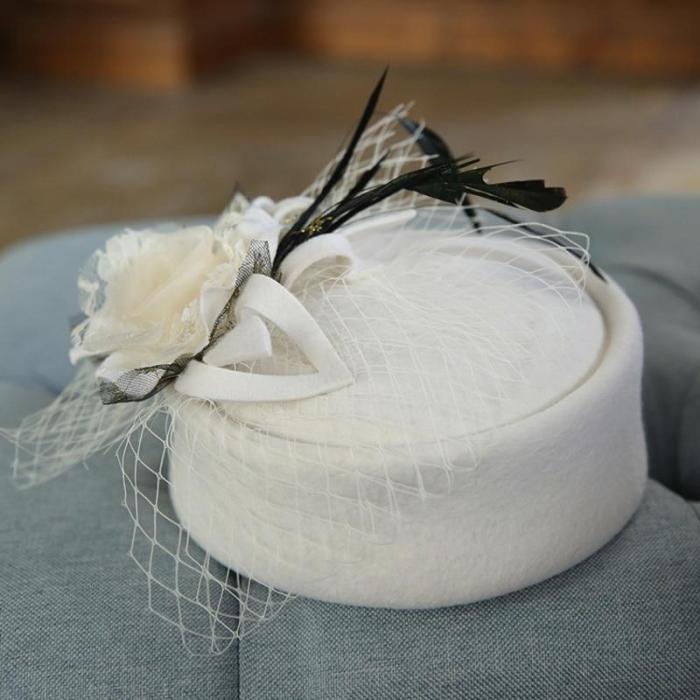 Noble Wool Fedoras Hat for Women Hat Fashion Bow-Knot Cap Vintage Elegant Female Cap