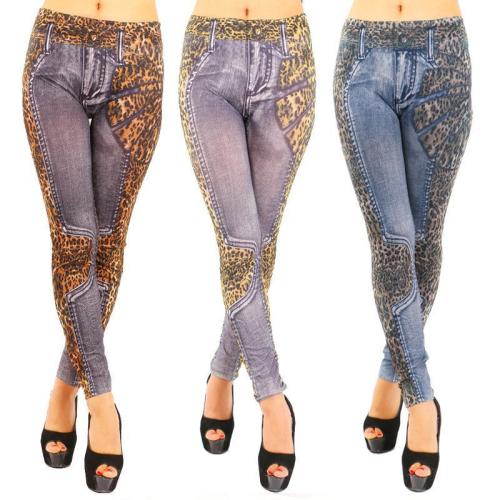 Patchwork Leopard Print Casual Knitted Paneled Pants