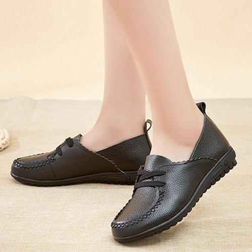 Women Plus Size Leather Daily Cowhide Leather Loafers