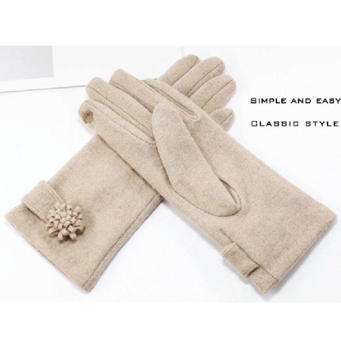 Fashion Elegant Female Wool Knit Touch Screen Gloves Winter Women Keep Warm Cashmere Full Finger Gloves
