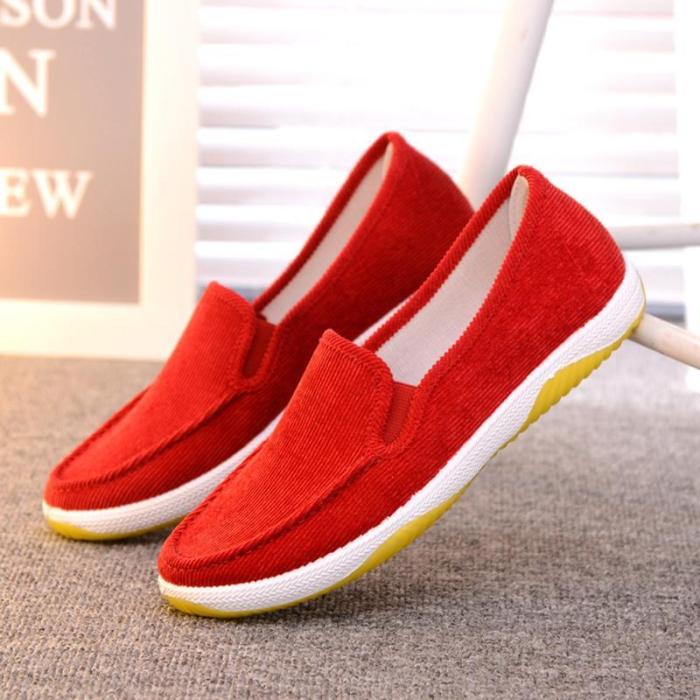 Women Corduroy Loafers Casual Comfort Slip On Shoes