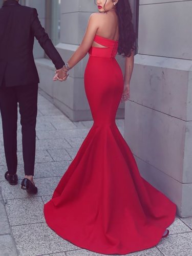 Sexy Sleeveless Off-Shoulder Pure Colour Maxi Dresses